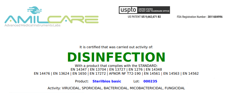 AMILCARE_Disinfection_Certification
